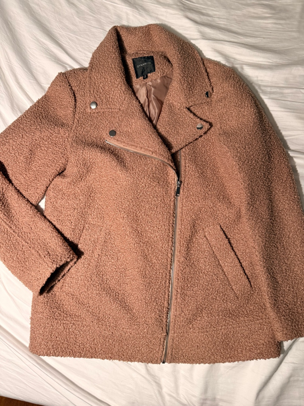 Dynamite Tan/Brown Sherpa Zip Puffer Jacket